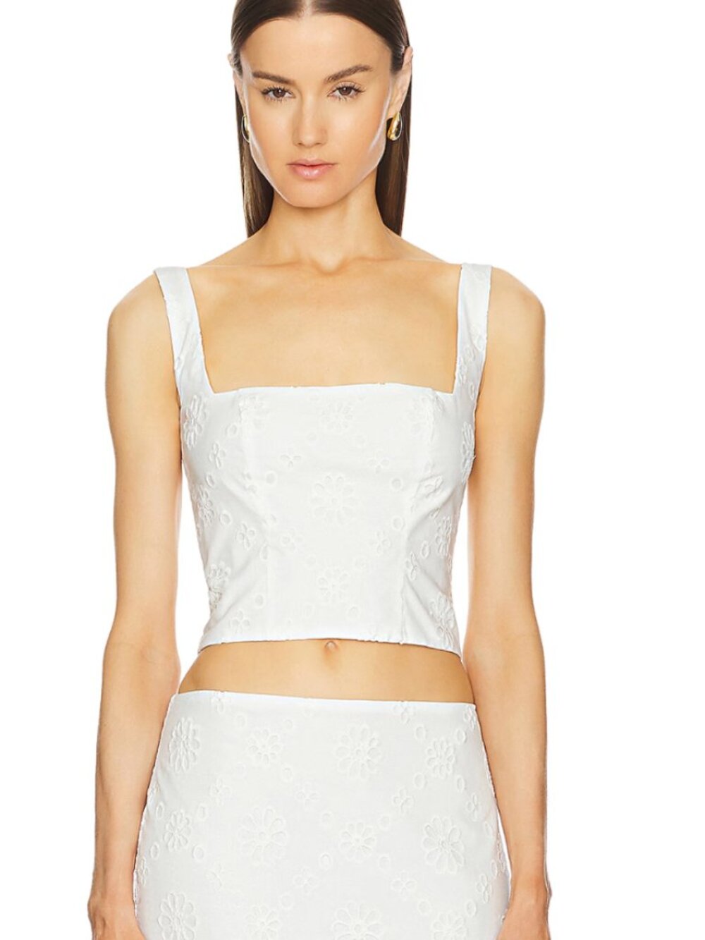 Helsa Eyelet Corset  Top in Antique White size small NWT